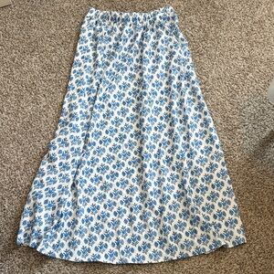 Women’s Blue Floral A-Line Maxi Skirt